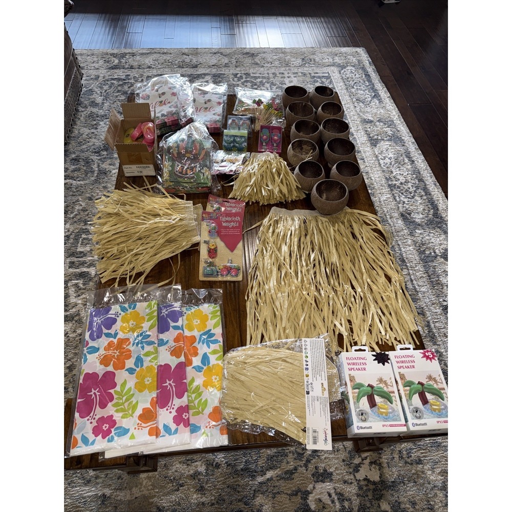 Random Mix Of Hawaii Luau Party Supplies For Birthday, Shower, Etc.